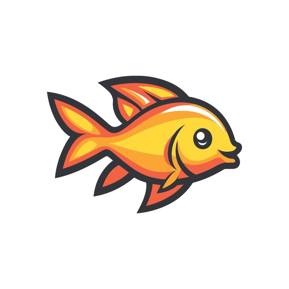 A cartoon fish with orange and black stripes vector