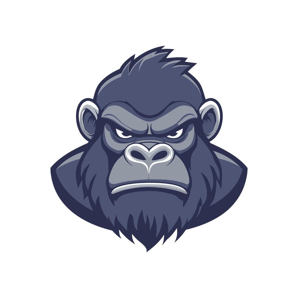 An angry gorilla head with a beard vector