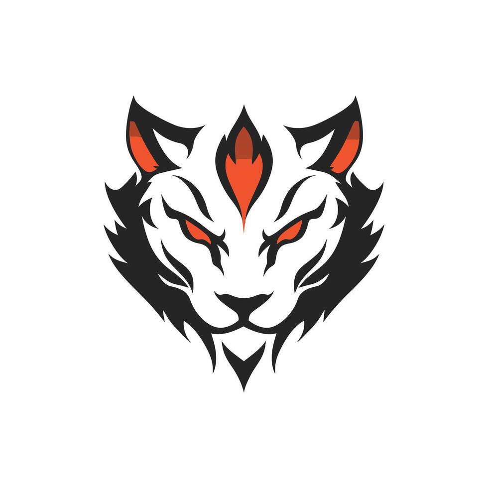 A black and red wolf head with a red eye vector