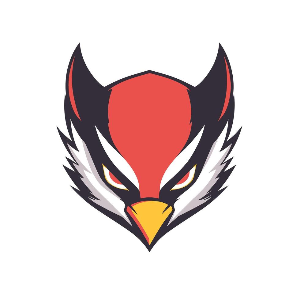 An angry red and black bird head vector
