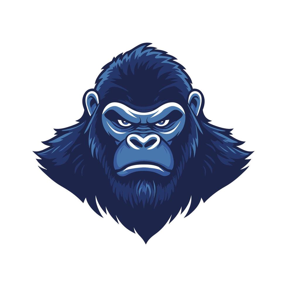 An angry gorilla head with a blue background vector