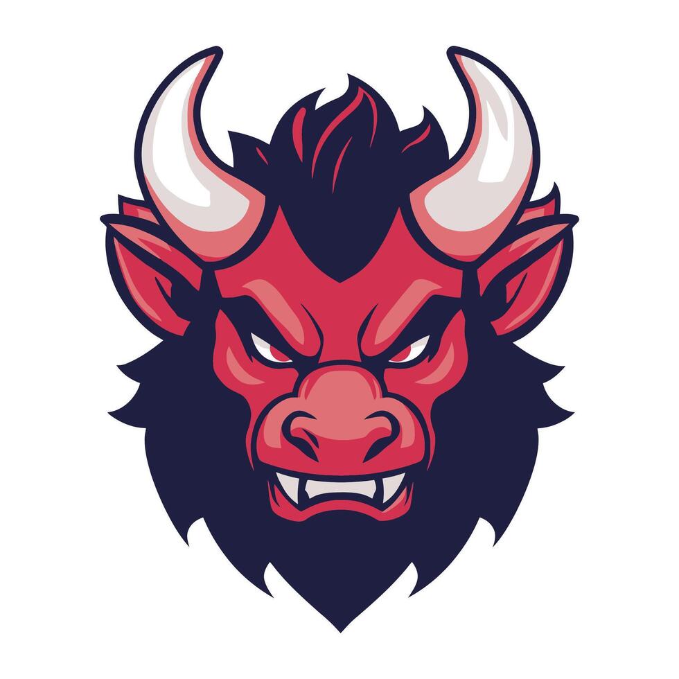 A red bull head with horns and a red face vector