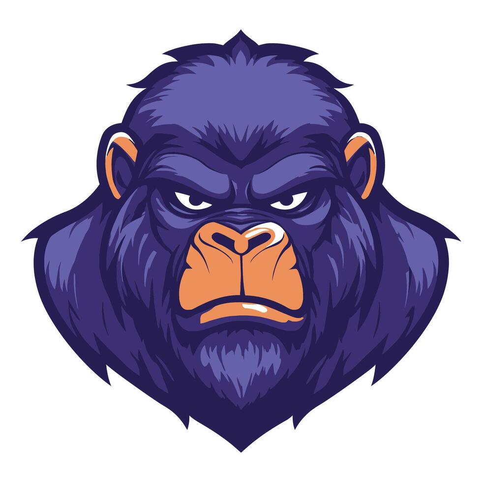 The gorilla mascot head is shown on a white background vector
