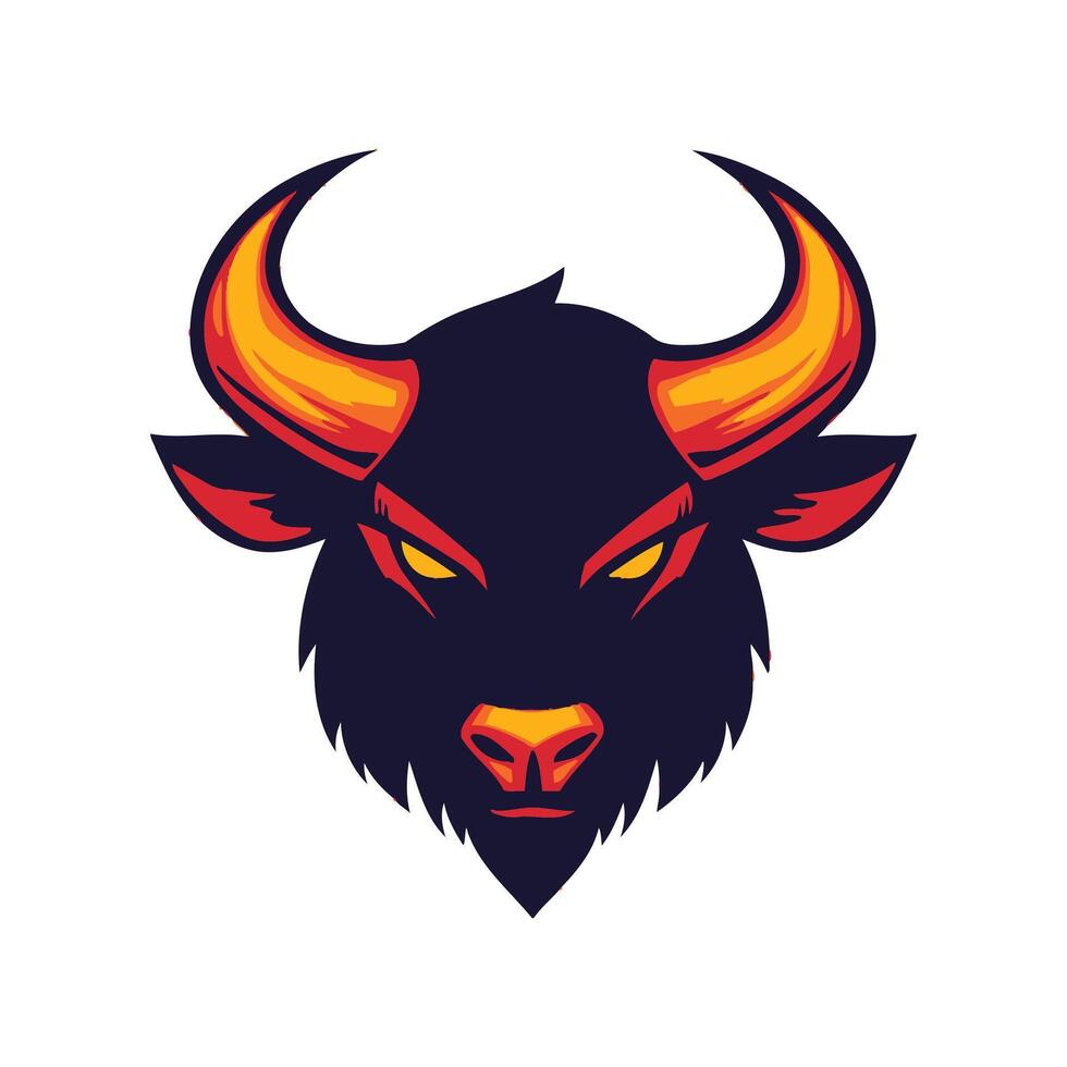An angry bull head with horns on a white background vector