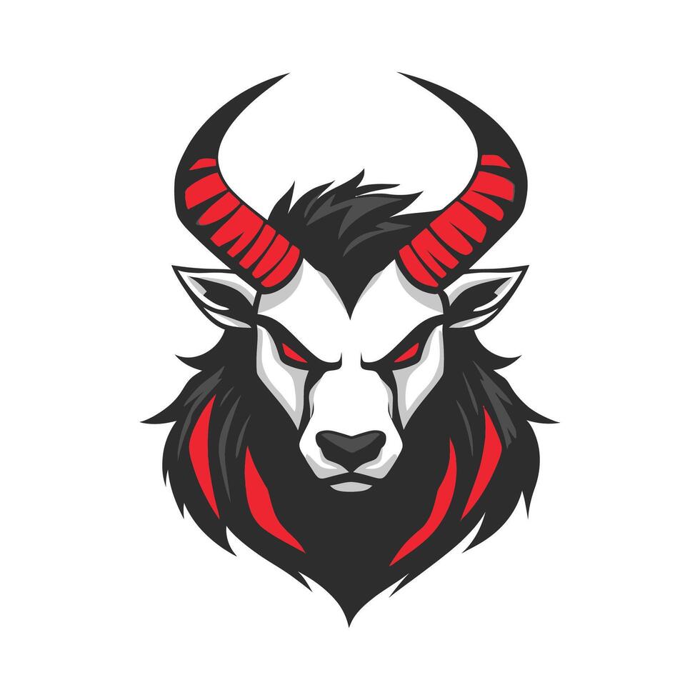 The head of a goat with horns and red eyes vector