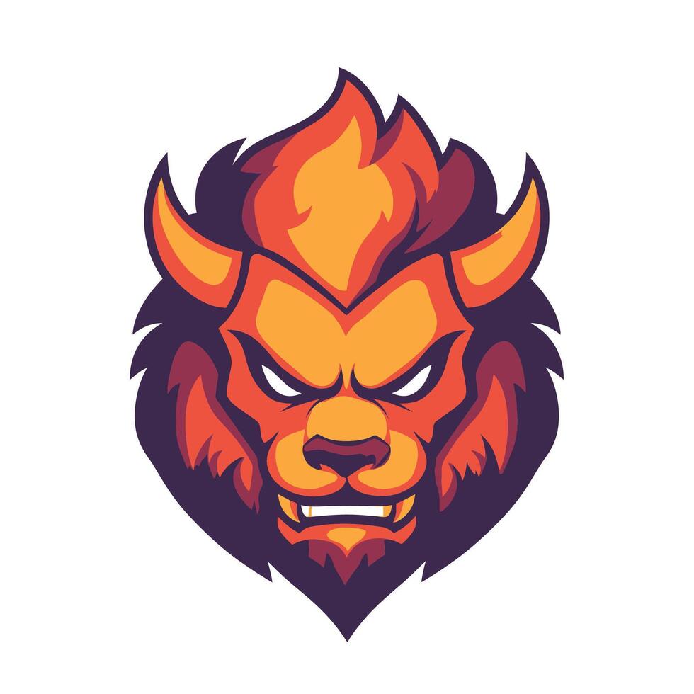 A lion head with orange and yellow fur vector