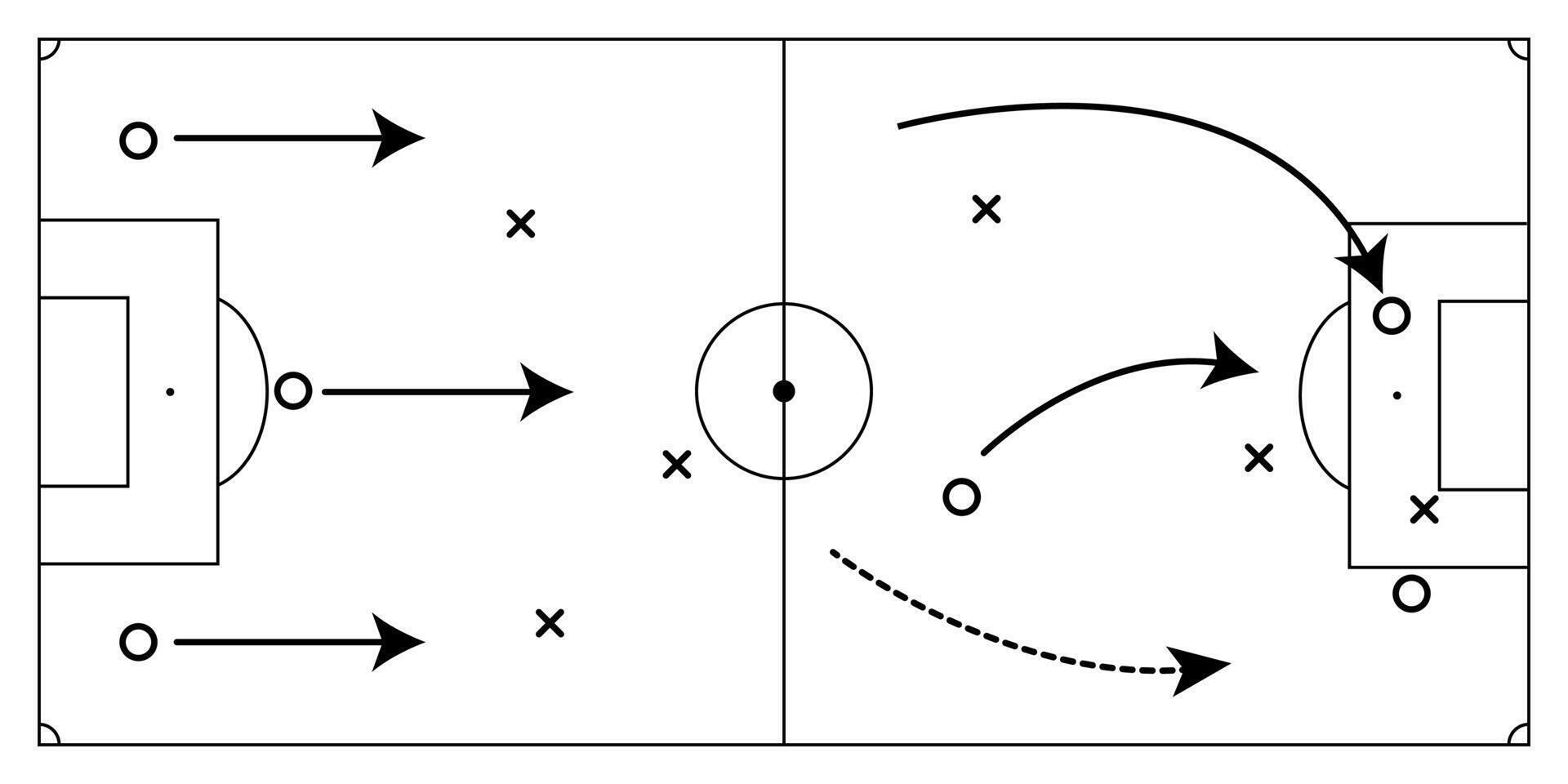 Soccer field with tactics on white background vector