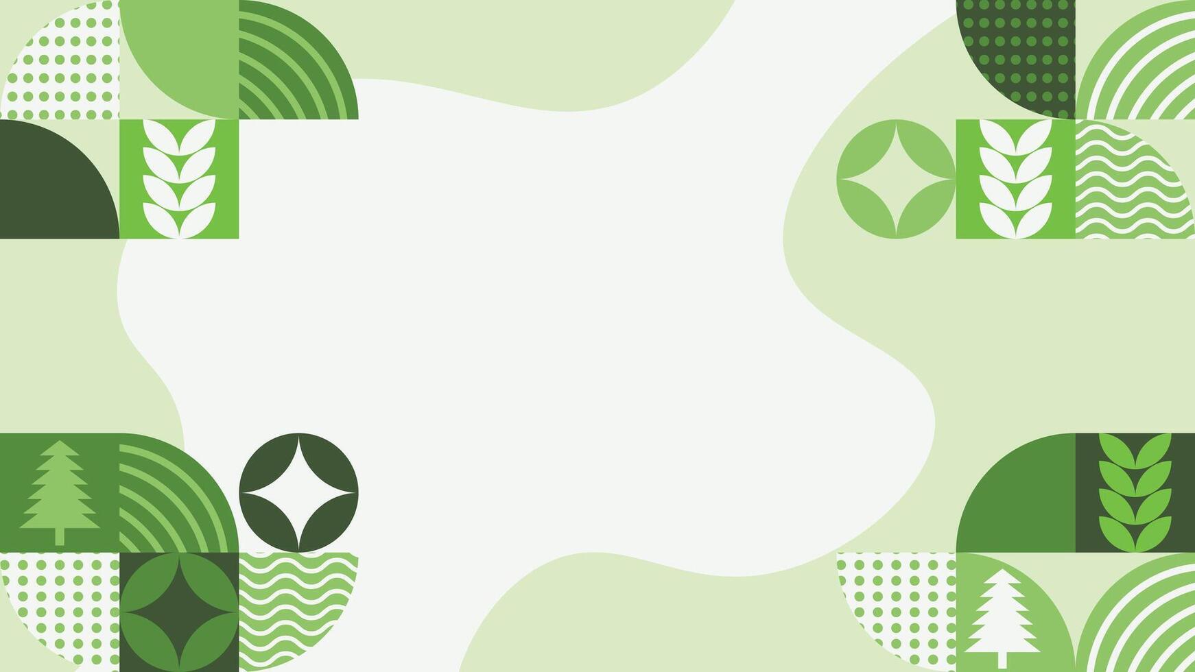Modern Geometric Background. Green Background With Environmental Theme. Minimalist Green Background With Plant Concept vector