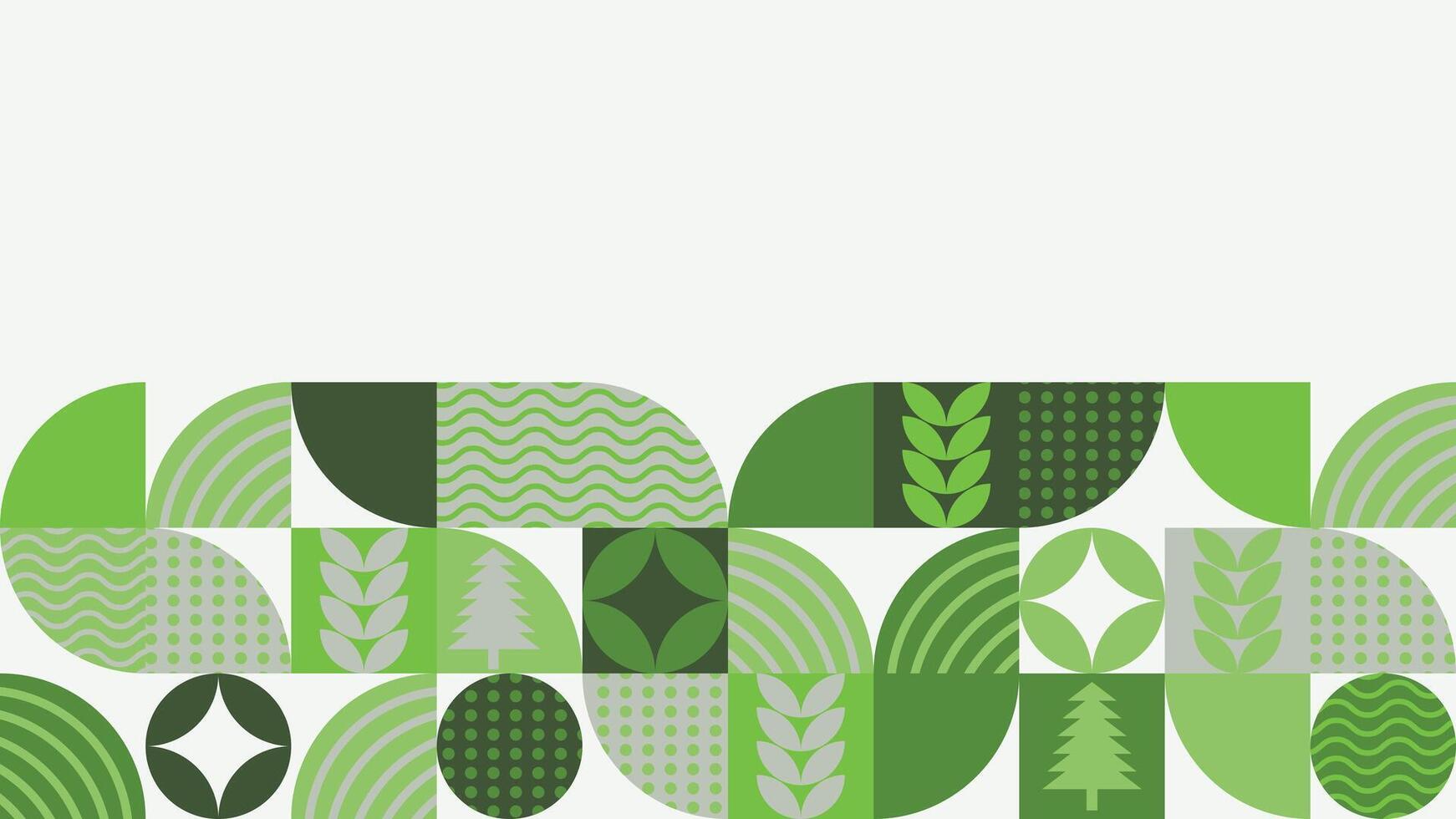 Green Bauhaus Geometric Background. Green Background With Environmental Theme. Minimalist Green Background With Plant Concept vector