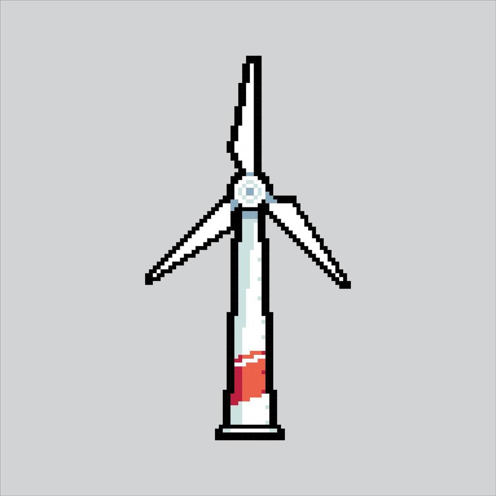 Pixel art illustration Wind Turbine. Pixelated Wind Electric Generator. Wind Turbines Electric Generator Icon pixelated for the pixel art game and icon for website and game. old school retro. vector