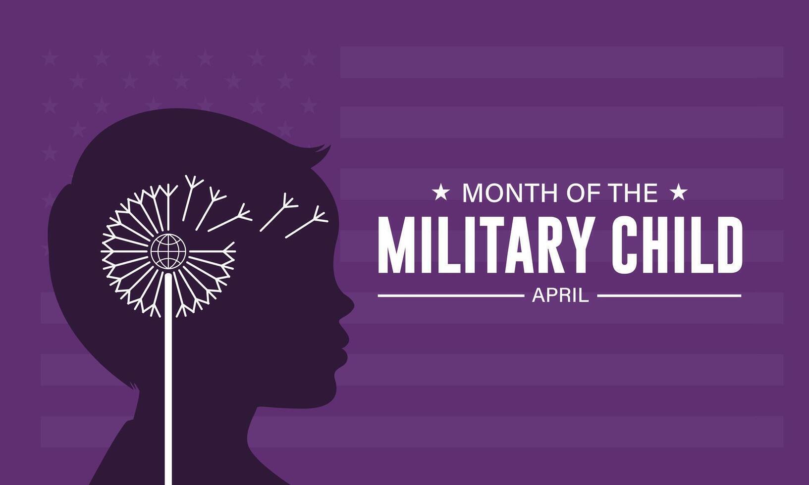 Month Of the Military Child Is April With Dandelion and a boy Background Design Illustration vector