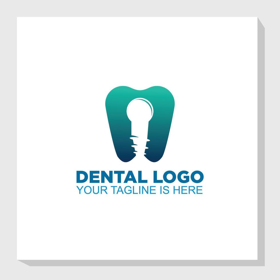 Dental logo design template with a tooth and a key vector