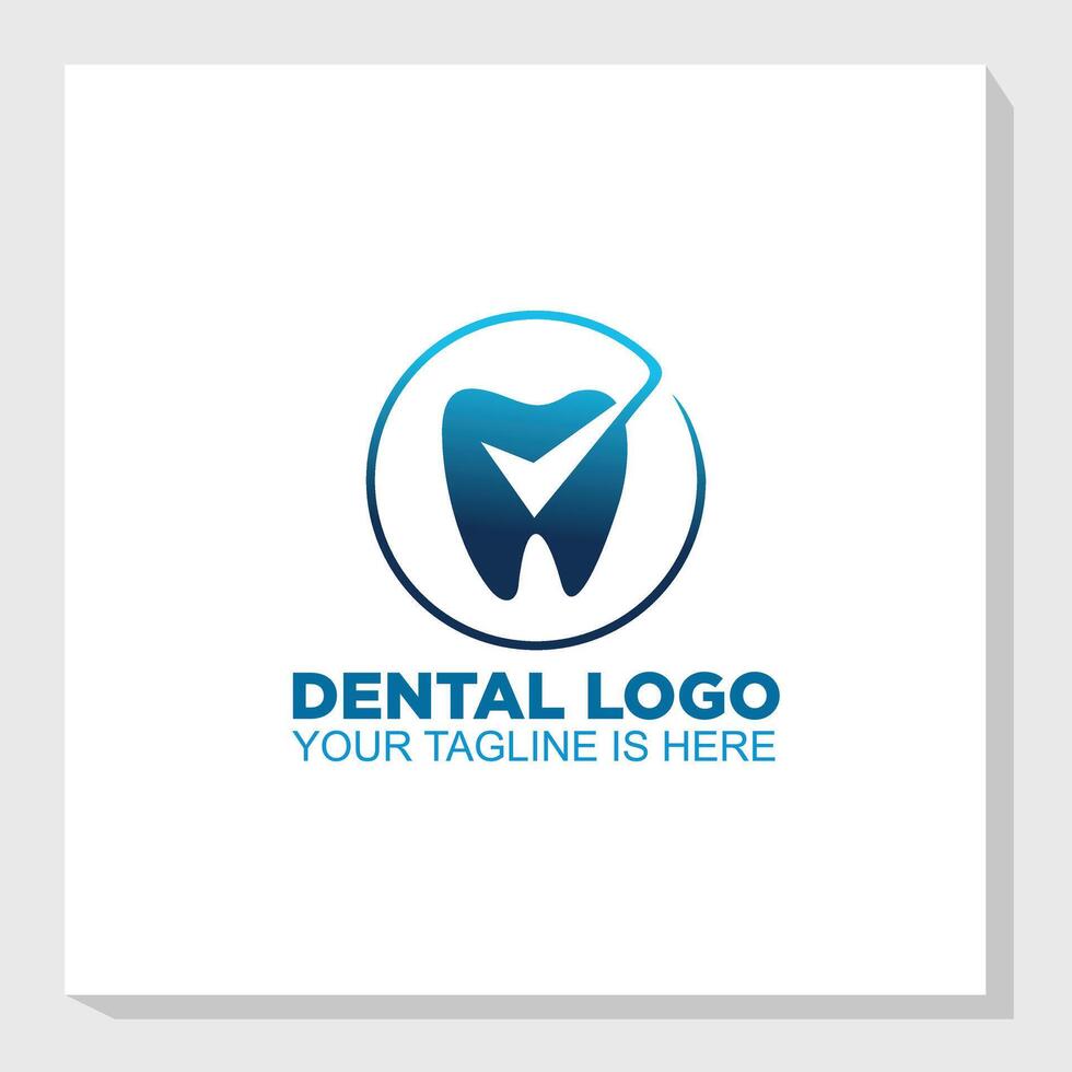 Dental logo design template with tooth and check mark vector