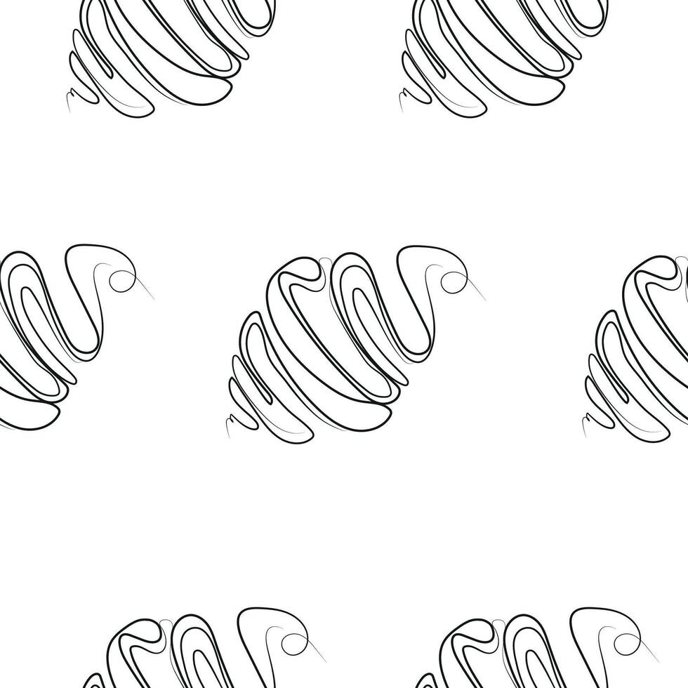 seamless pattern with pastries, namely croissants, drawn in line art style, for food or textile packaging vector