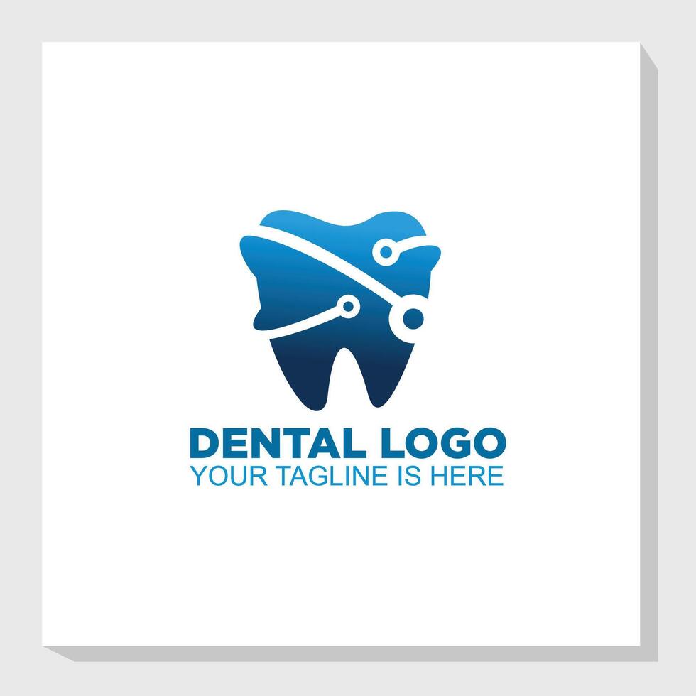 Dental logo design template with blue tooth vector