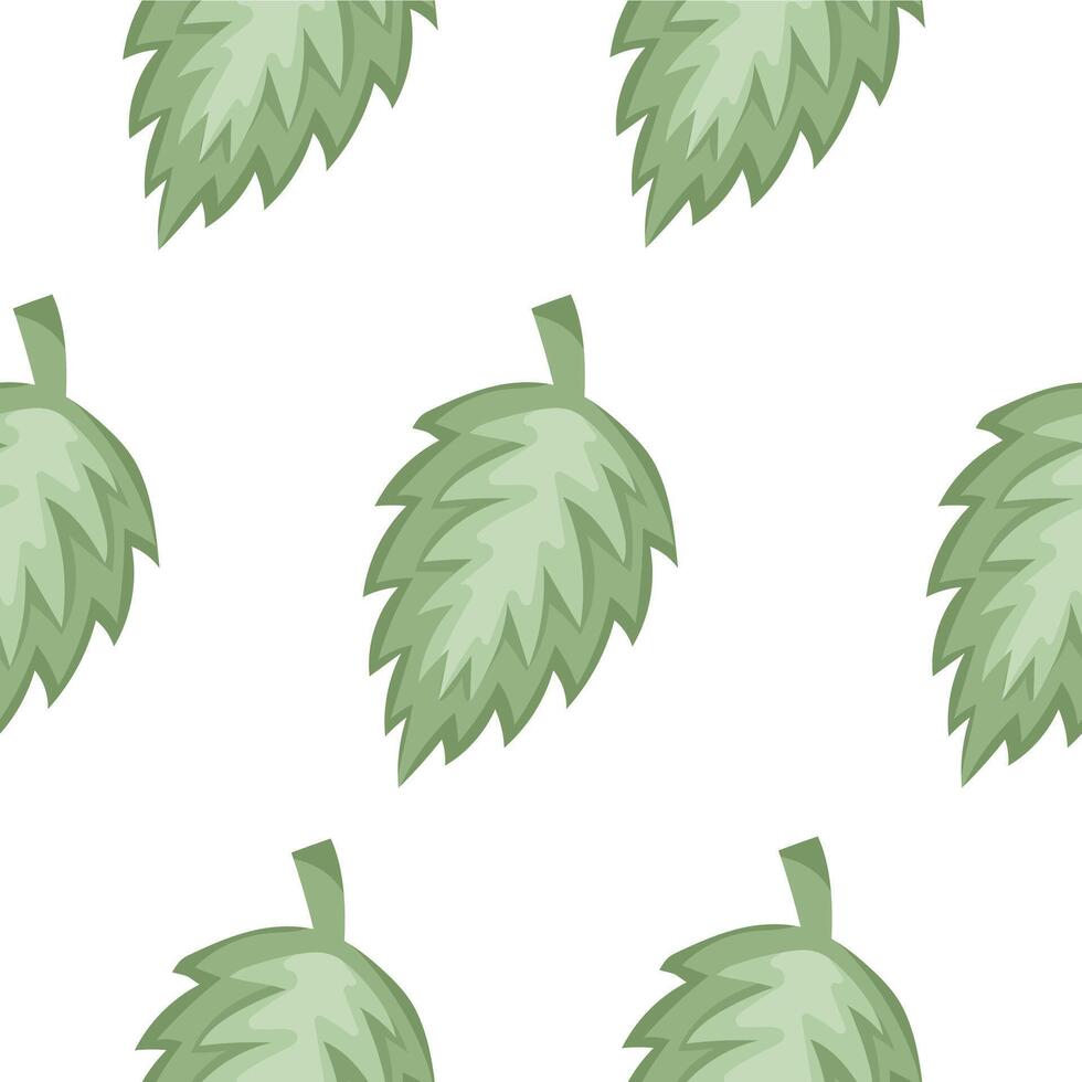 seamless spring pattern with ragged leaves in bright green color on white background, for wrapping or textile vector
