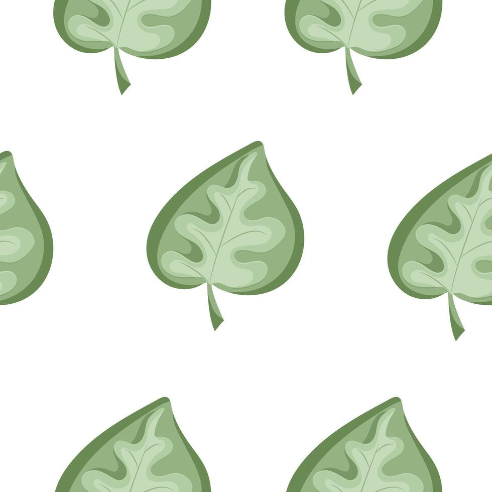 seamless spring pattern with bright green round leaves on white background, for wrapping or textile vector