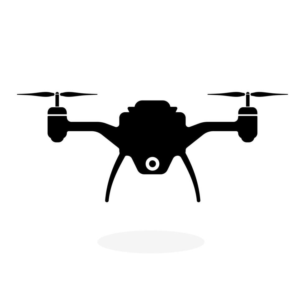 Remote Control Drone Icon copter with camera - Black Silhouette illustration vector