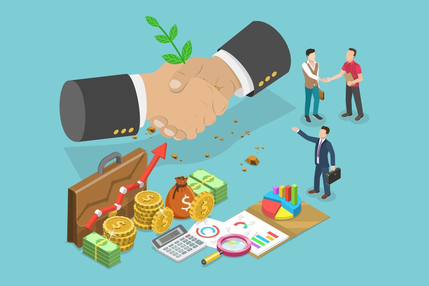 3D Isometric Flat Conceptual Illustration of Climate Collaboration And Partnership.. vector