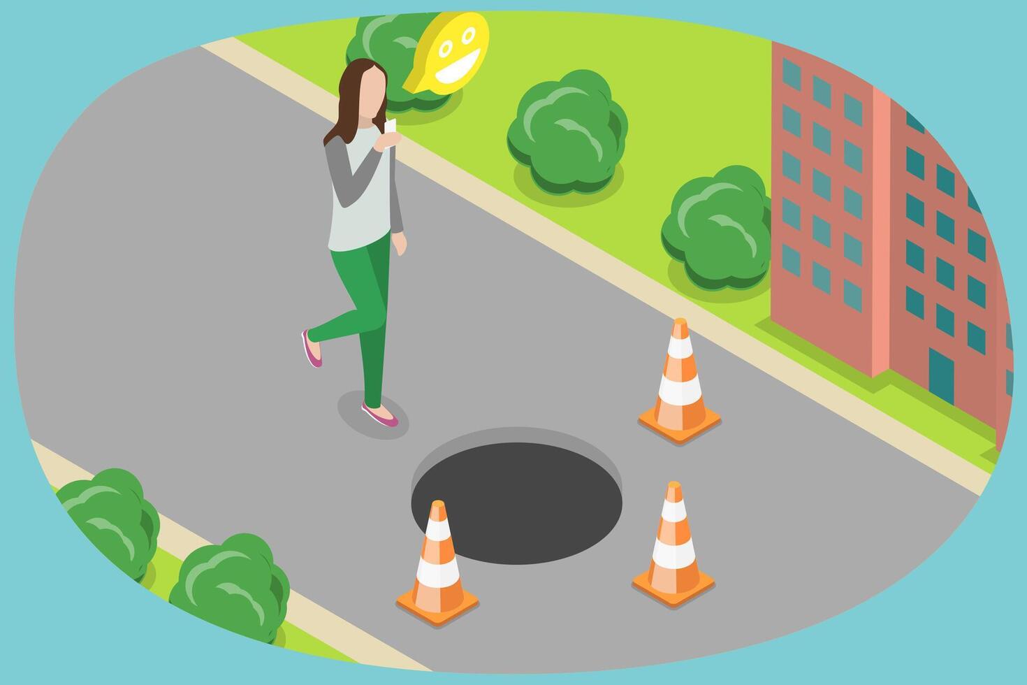 3D Isometric Flat Conceptual Illustration of Street Accident. vector
