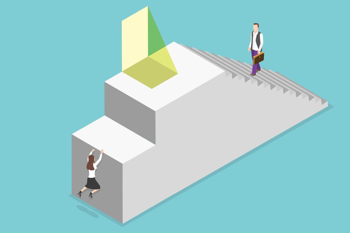 3D Isometric Flat Conceptual Illustration of Gender Inequality vector