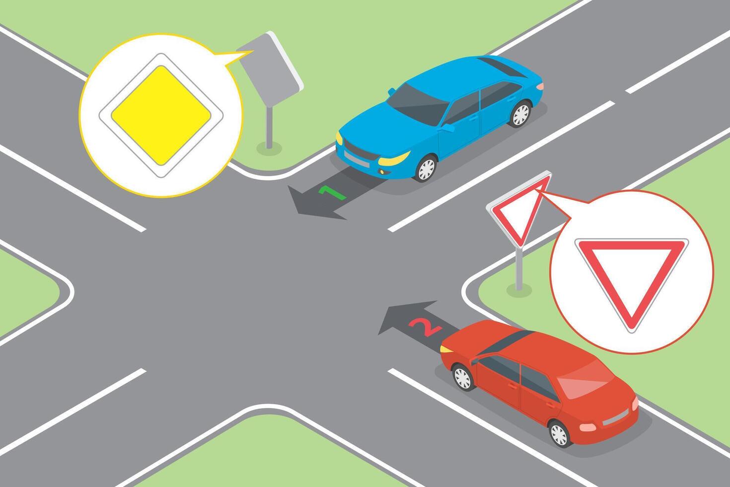 3D Isometric Flat Conceptual Illustration of Priority On Crossroads. vector