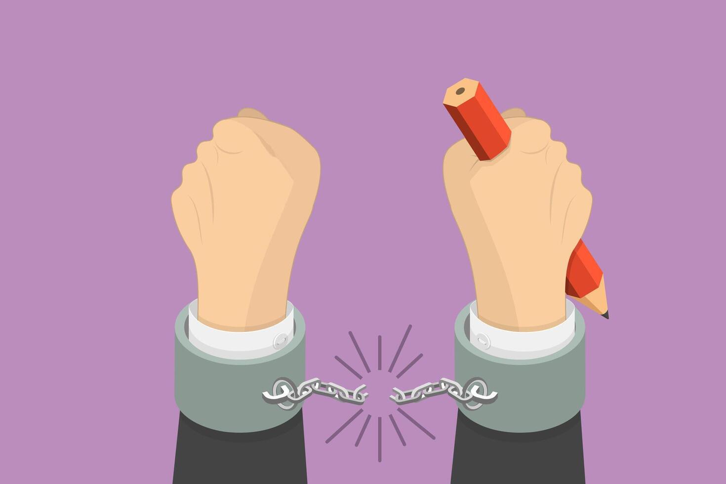 3D Isometric Flat Conceptual Illustration of Media Freedom. vector