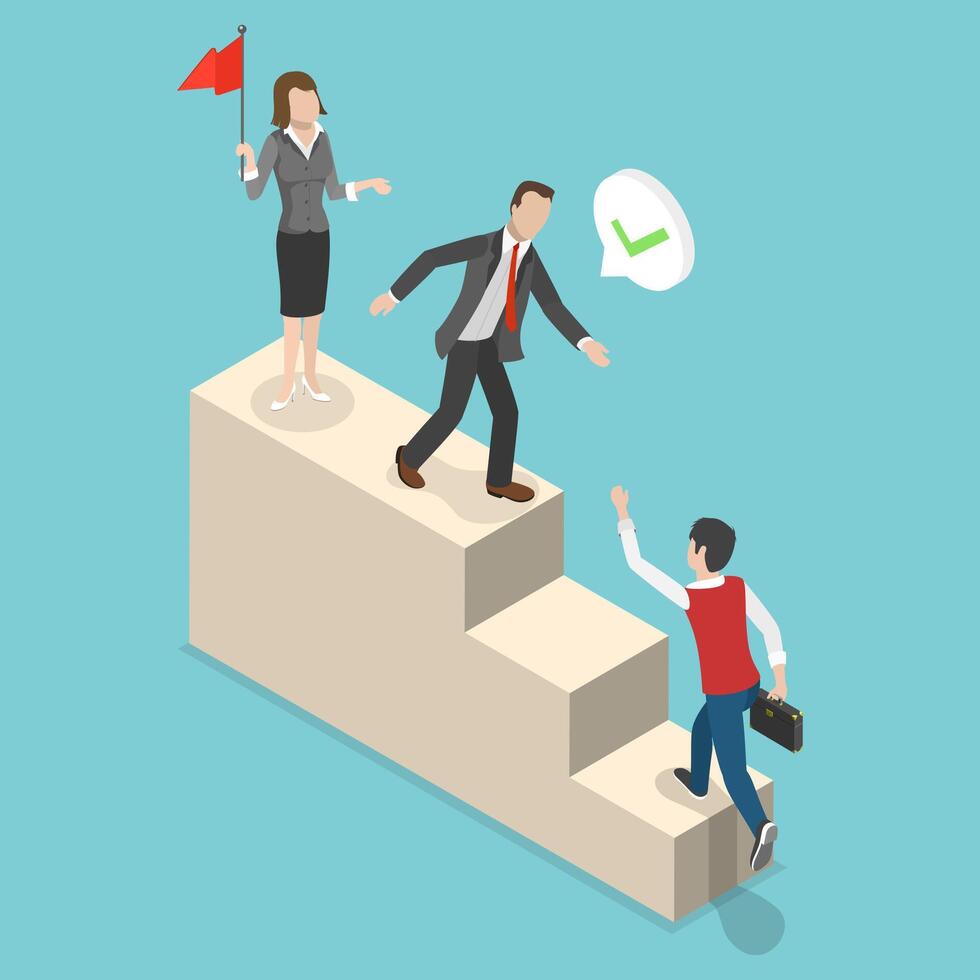 3D Isometric Flat Conceptual Illustration of New Team Member vector