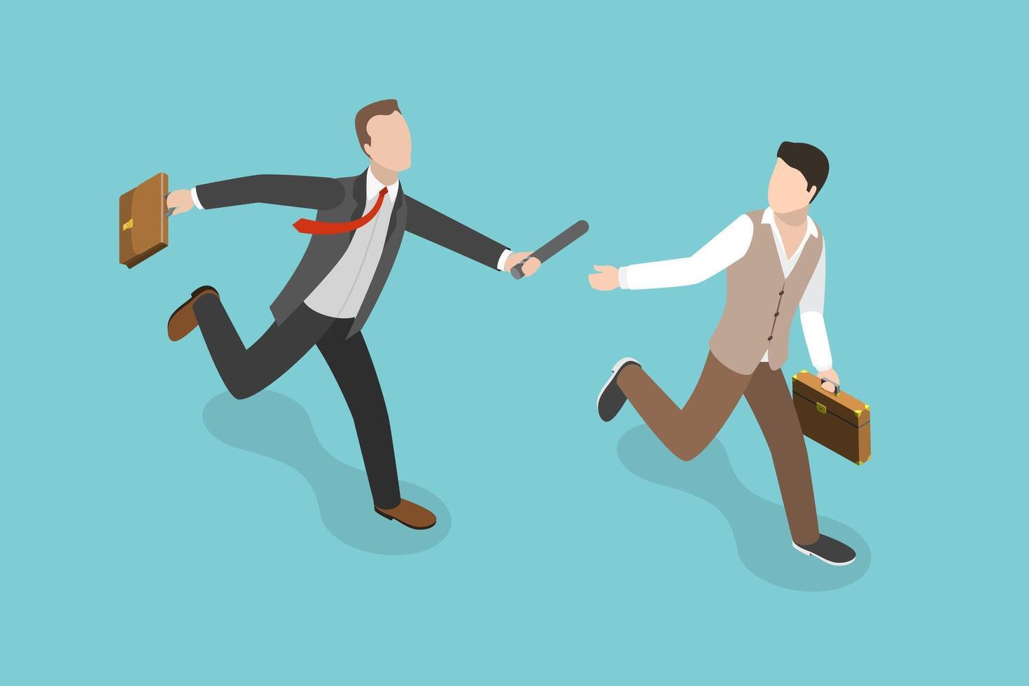 3D Isometric Flat Conceptual Illustration of Relay Baton Handover vector
