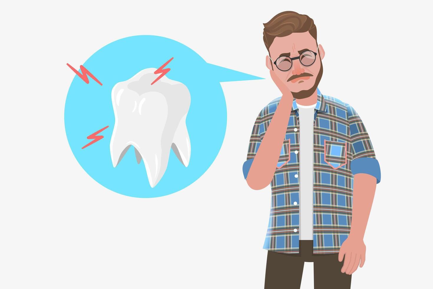Flat Conceptual Illustration of Tooth Pain. vector