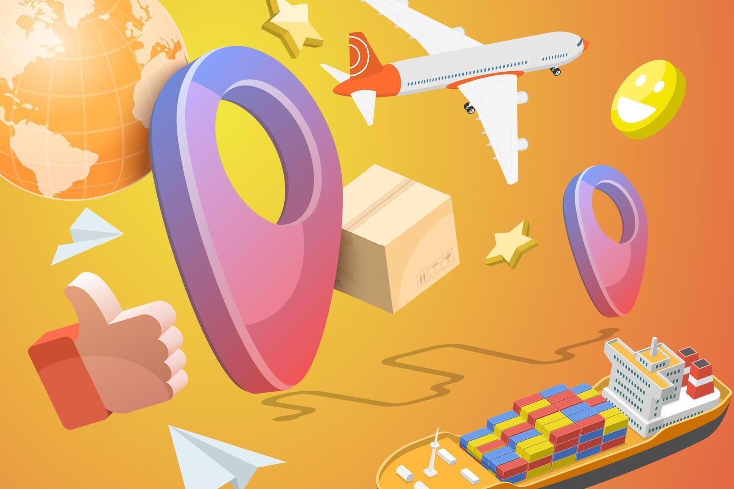 3D Conceptual Illustration of Transportation And Delivery vector