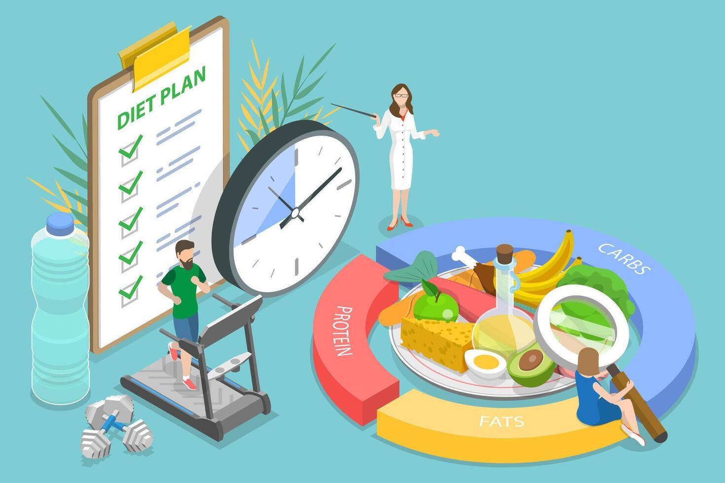 3D Isometric Flat Conceptual Illustration of Meal Planning vector