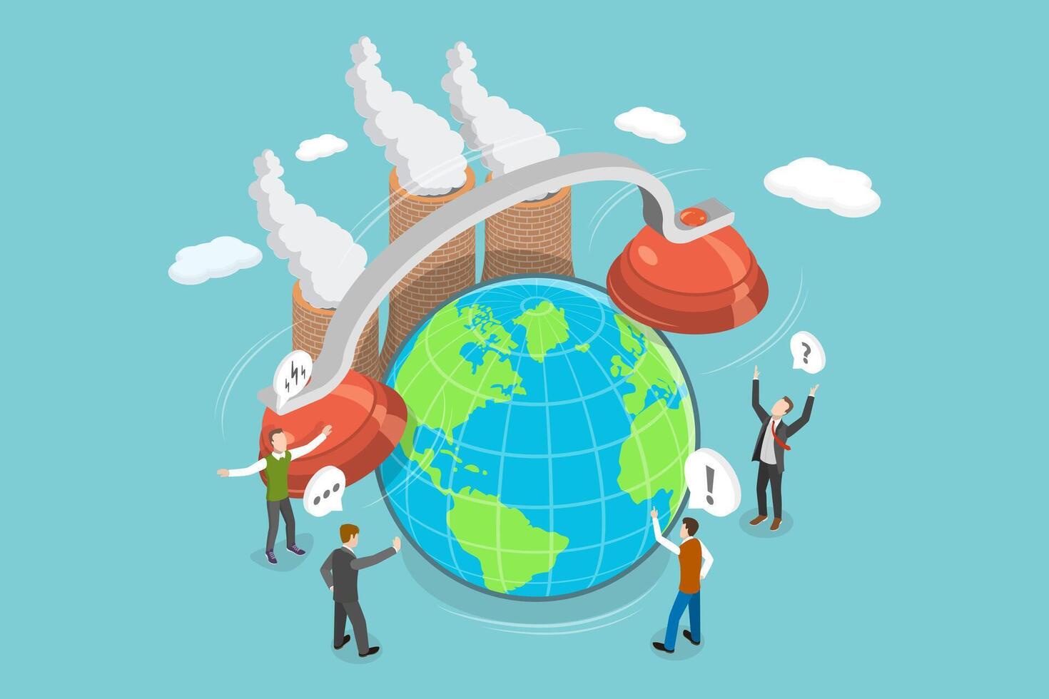 3D Isometric Flat Conceptual Illustration of Climate Alarm vector