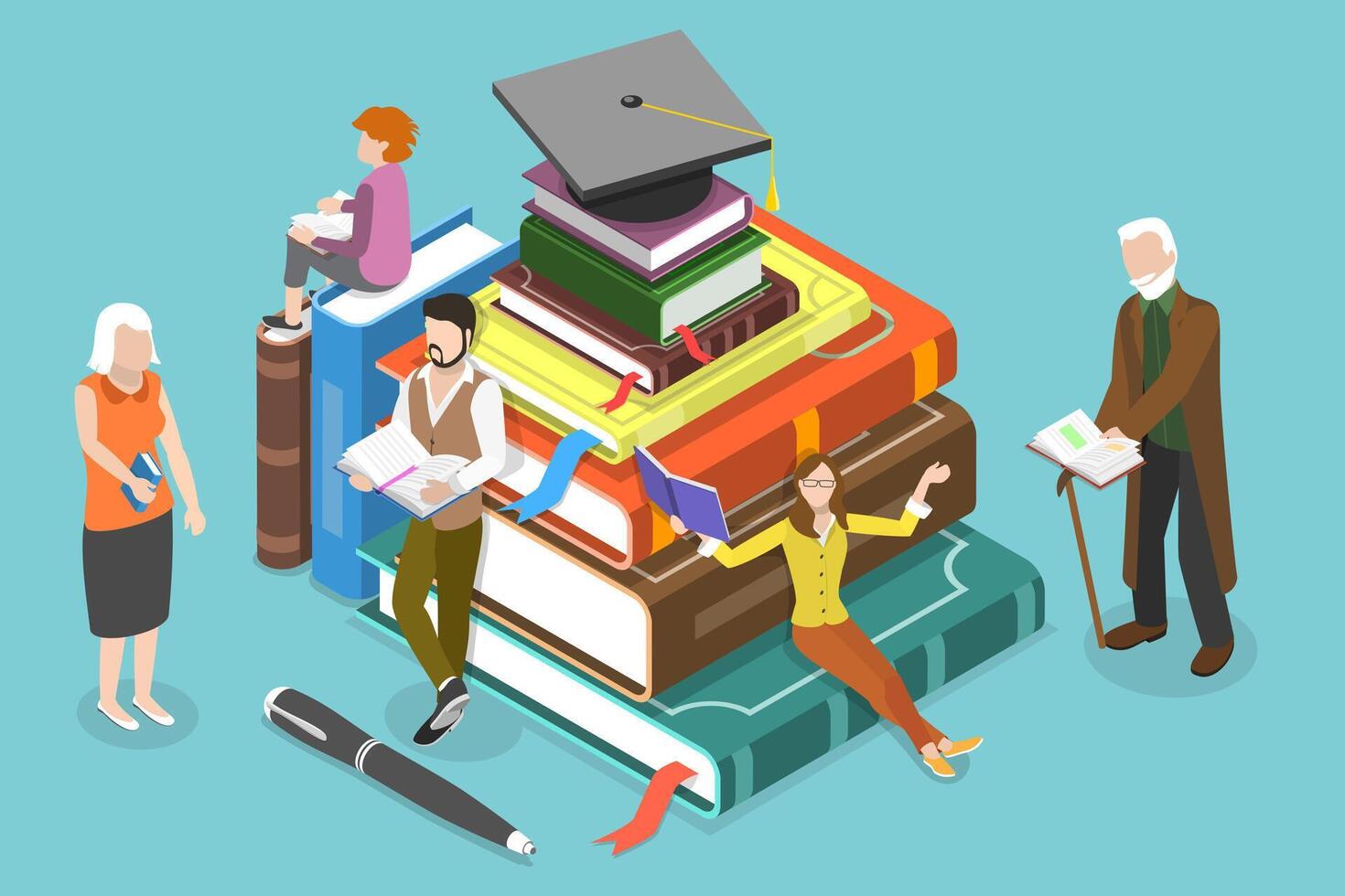 3D Isometric Flat Conceptual Illustration of Lifelong Skills Development vector