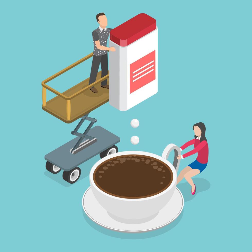 3D Isometric Flat Conceptual Illustration of Artificial Sweetener vector