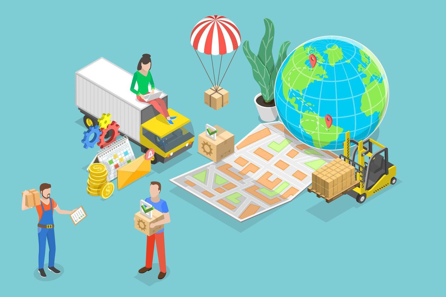 3D Isometric Flat Conceptual Illustration of Supplier Management vector