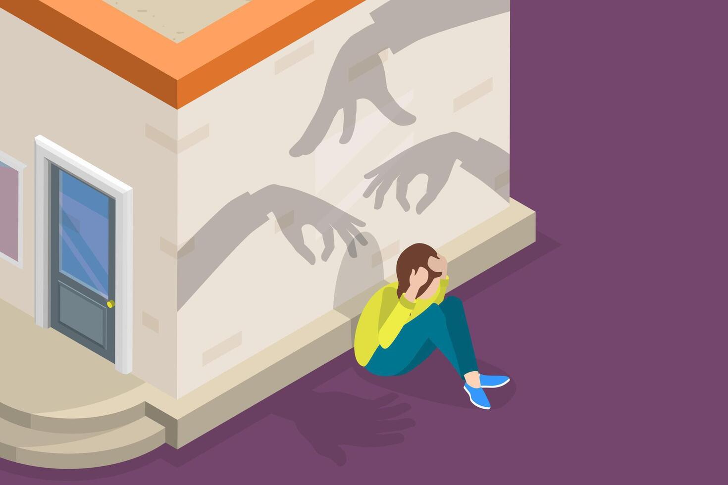 3D Isometric Flat Conceptual Illustration of Panic Disorder. vector