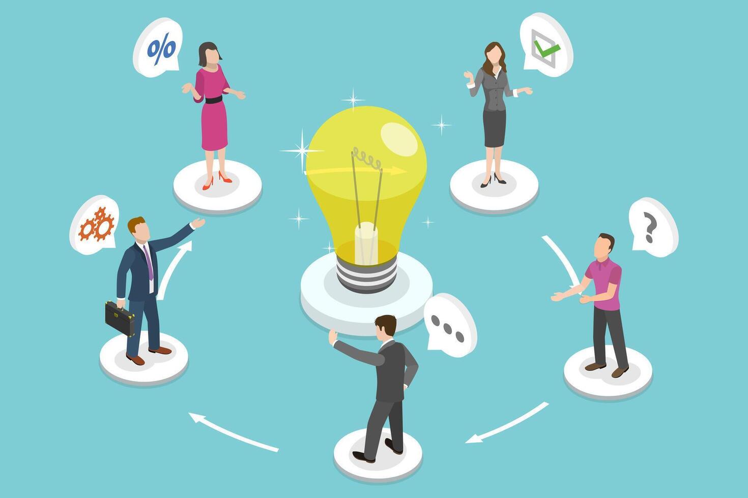 3D Isometric Flat Conceptual Illustration of Collective Cooperation vector