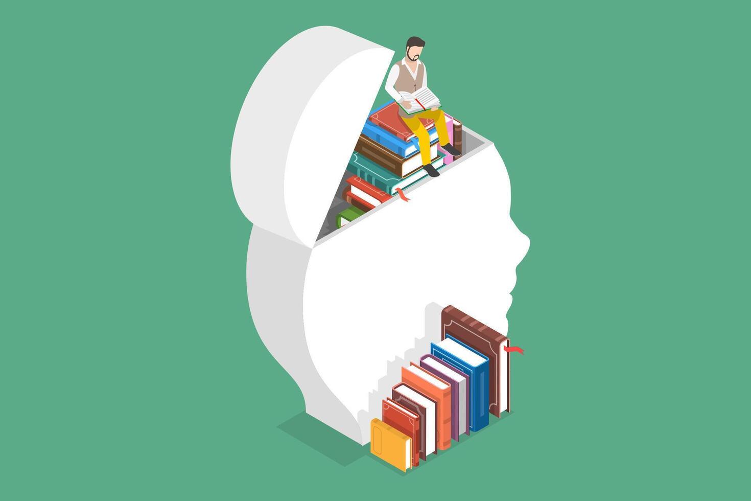 3D Isometric Flat Conceptual Illustration of Lifelong Learning. vector
