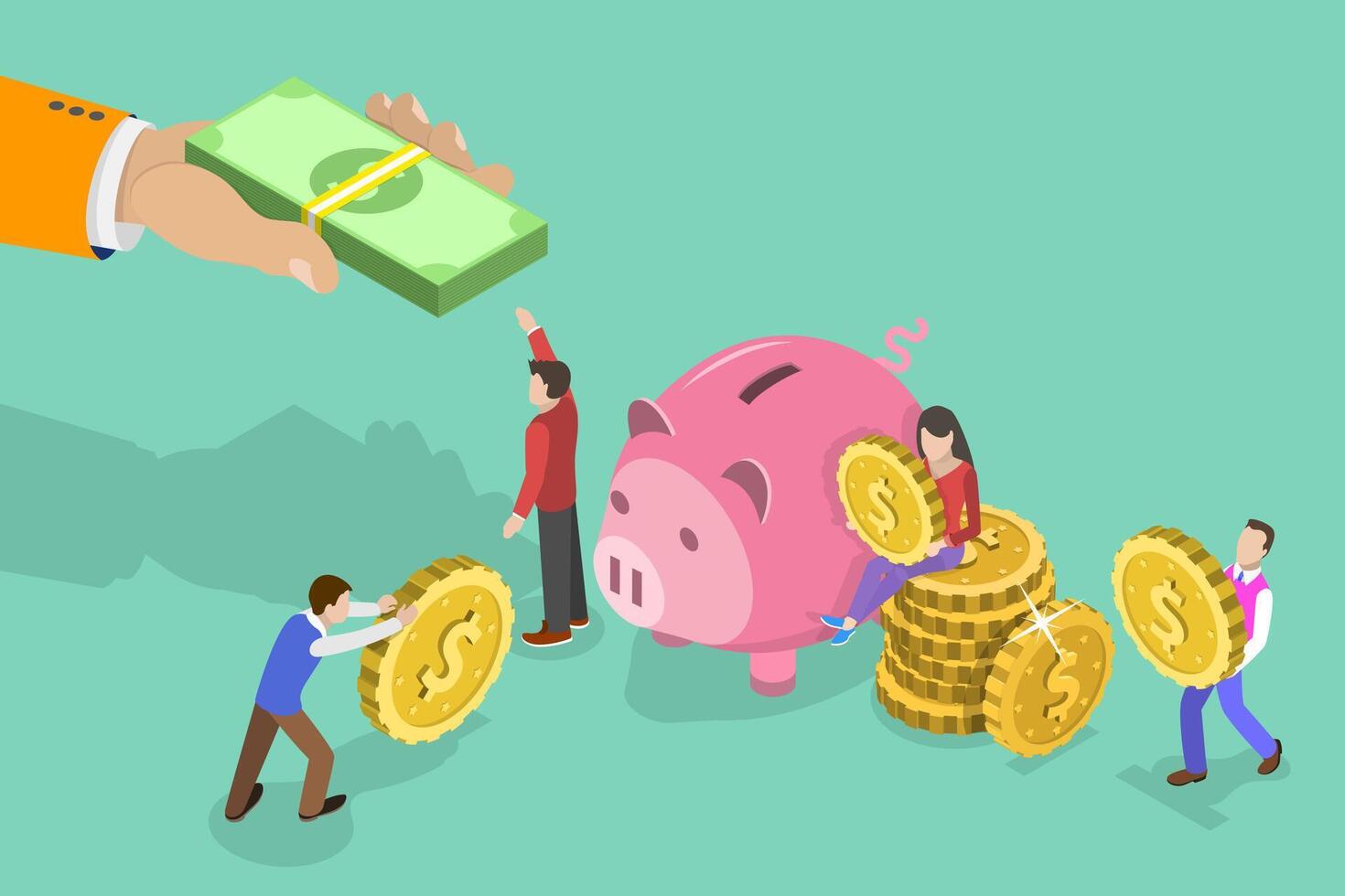 3D Isometric Flat Conceptual Illustration of Benefits And Financial Support. vector