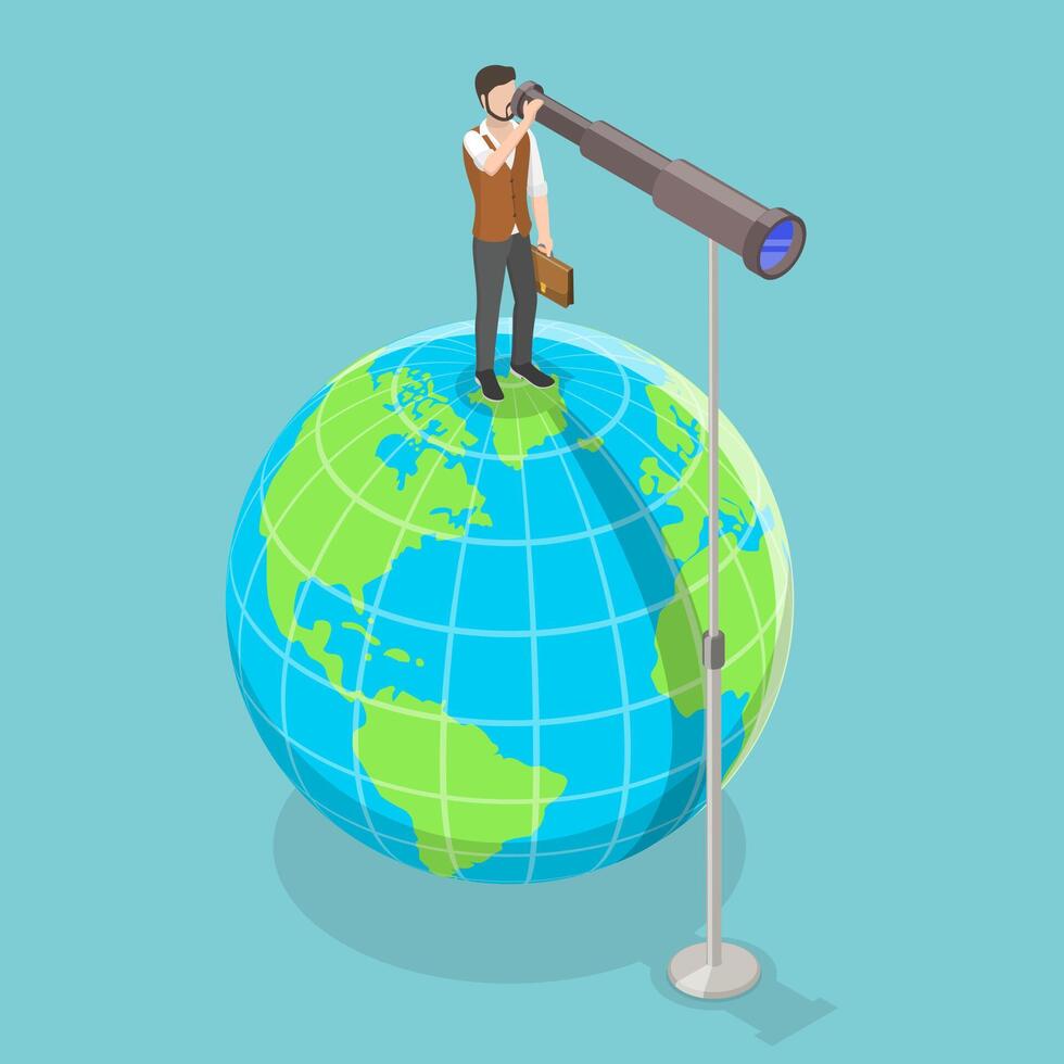 3D Isometric Flat Conceptual Illustration of Global Business Opportunities vector