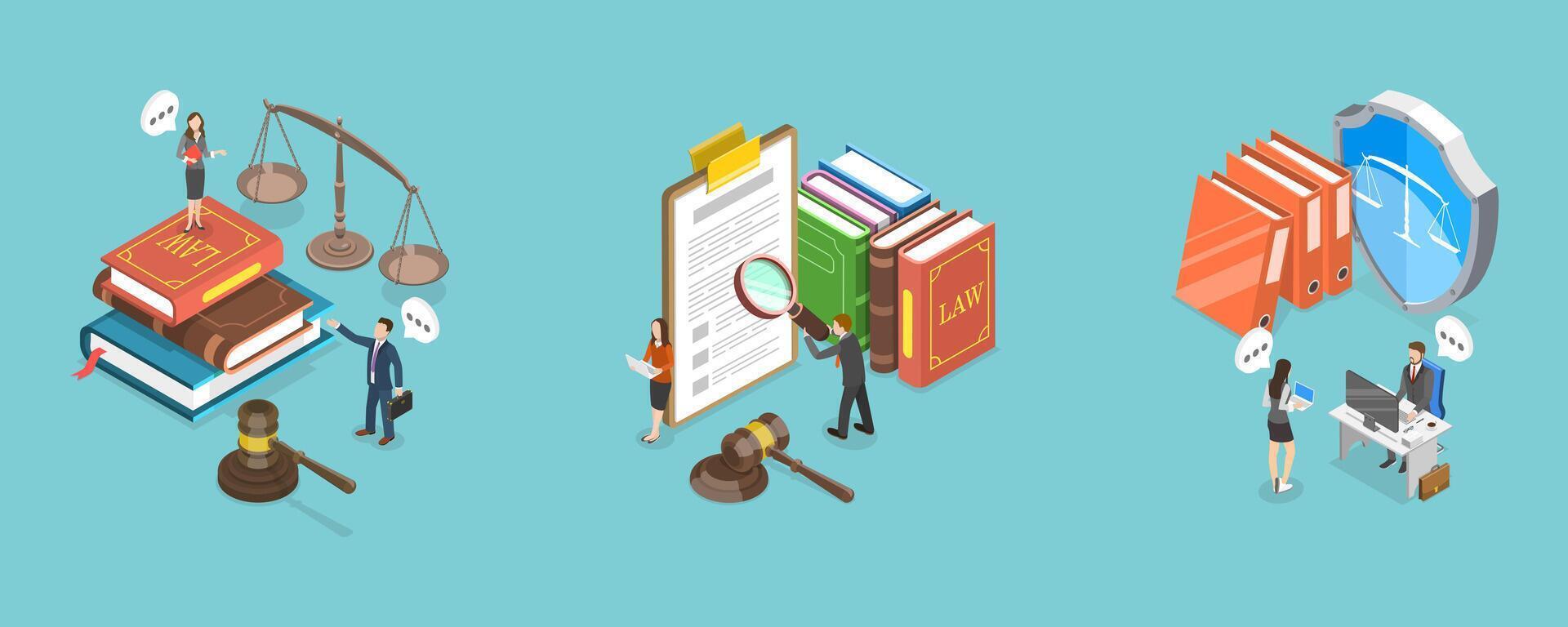3D Isometric Flat Conceptual Illustration of Law And Justice vector
