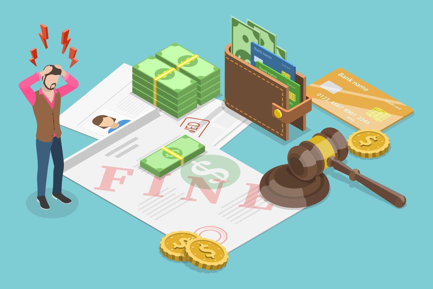 3D Isometric Flat Conceptual Illustration of Fine vector