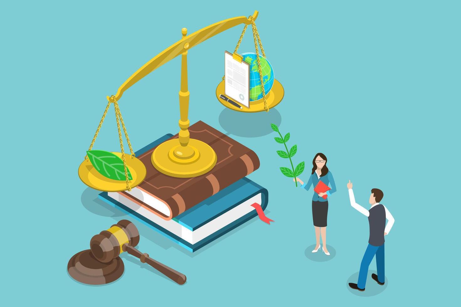3D Isometric Flat Conceptual Illustration of Energy Legislation And Policy. vector