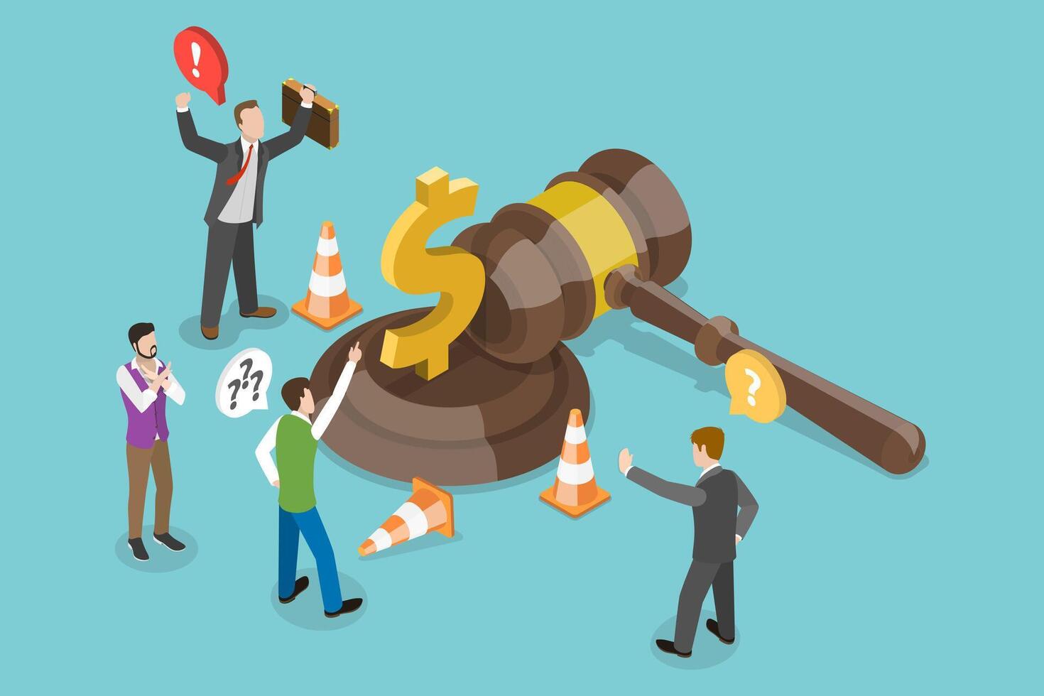 3D Isometric Flat Conceptual Illustration of Accident Compensation vector