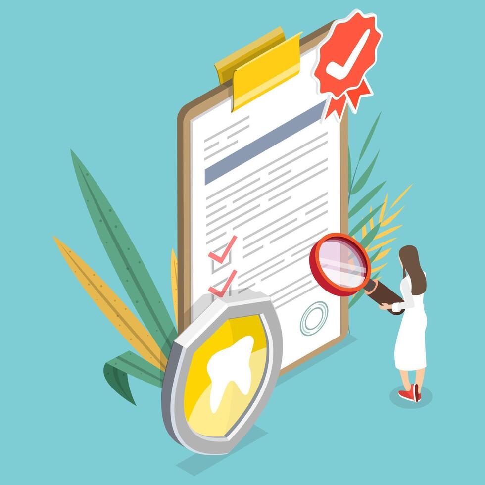 3D Isometric Flat Conceptual Illustration of Dental Health Care vector