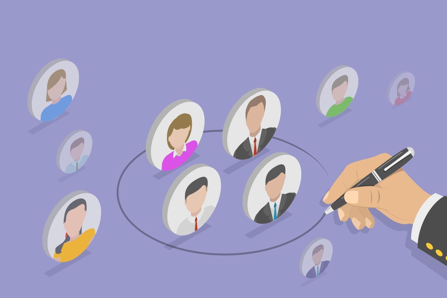 3D Isometric Flat Conceptual Illustration of Customer Segmentation. vector
