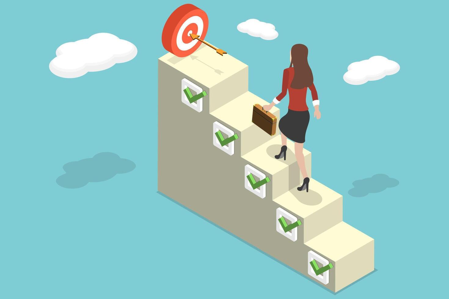 3D Isometric Flat Conceptual Illustration of Career Planning Checklist vector