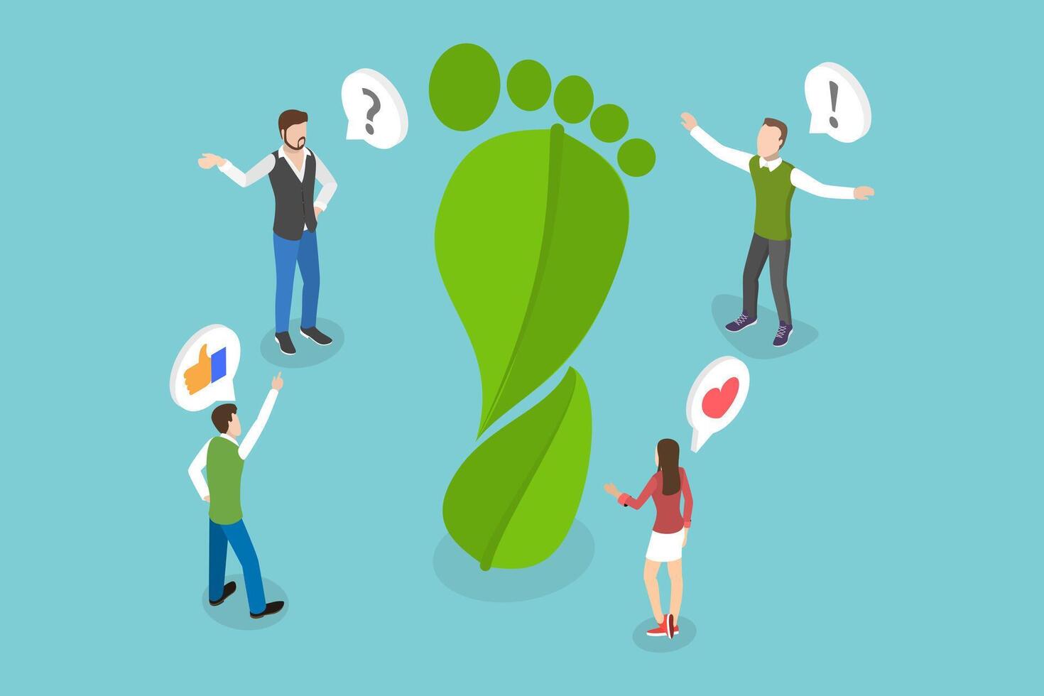 3D Isometric Flat Conceptual Illustration of Carbon Footprint.. vector