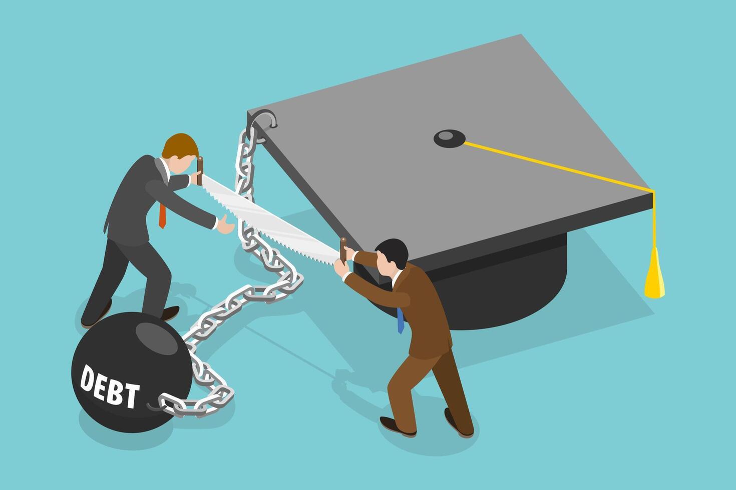 3D Isometric Flat Conceptual Illustration of Student Loan Forgiveness vector